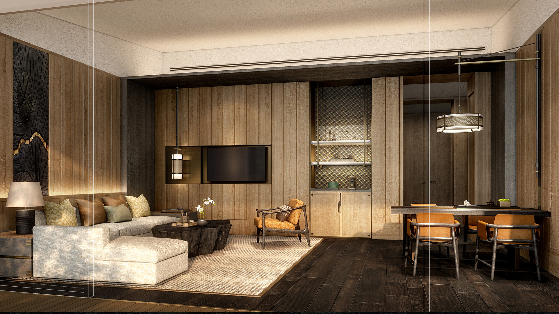 Peak View Two-Bedroom Onsen Suite-living room